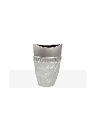 FLORERO CERAMICA PLATA/CRISTALITOS