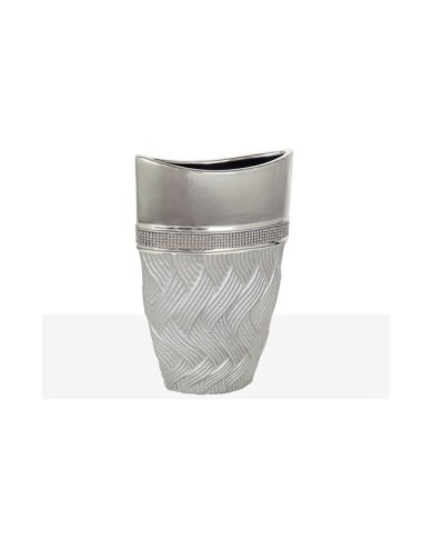 FLORERO CERAMICA PLATA/CRISTALITOS