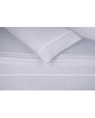 Juego de sábanas, 241 Gris Ribete Blanco Cama de 105 cm - Claro de luna