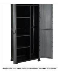 Armario de Resina Exterior con 3 Baldas 171x68x39cm