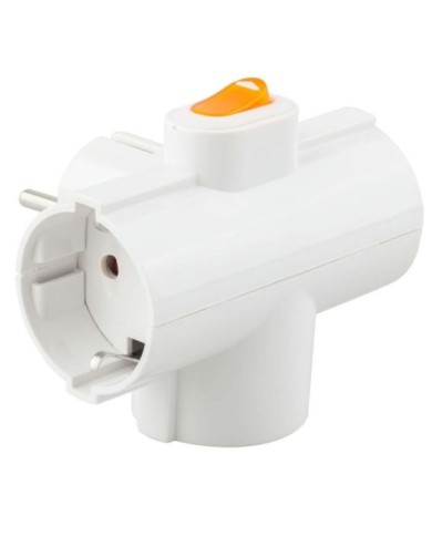 ADAPTADOR 3 TOMAS ONLEX BLANCO 4,8MM INTERRUPTOR BLÍSTER