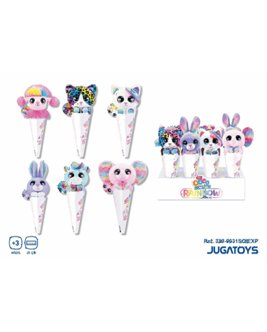 Peluche Coco Surprise Rainbow, 20cm en cono - Expositor 12 piezas