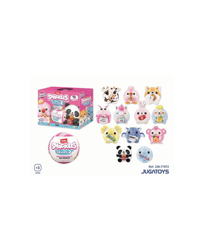 Bola sorpresa Snackles con peluche y su snack favorito - Expositor 15 piezas