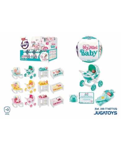Bola Sorpresa My Mini Baby, con muñeco, accesorio y certificado de nacimiento Expositor 13 piezas