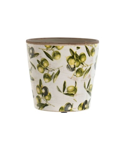 MACETERO GRES 14X14X14 OLIVAS VERDE