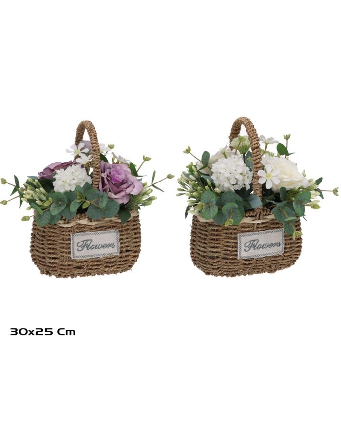 CESTO MIMBRE ROSAS MIX 30X25CM(S)