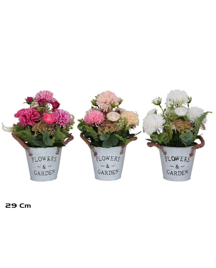 MACETA METAL CRISANTEMOS MIX - 29 CM (S)