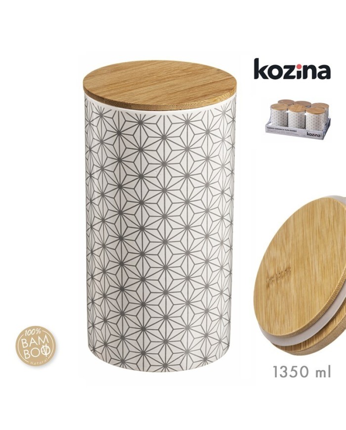 TARRO CERAMICA TAPA BAMBU GEOMETRIC 1350 ml