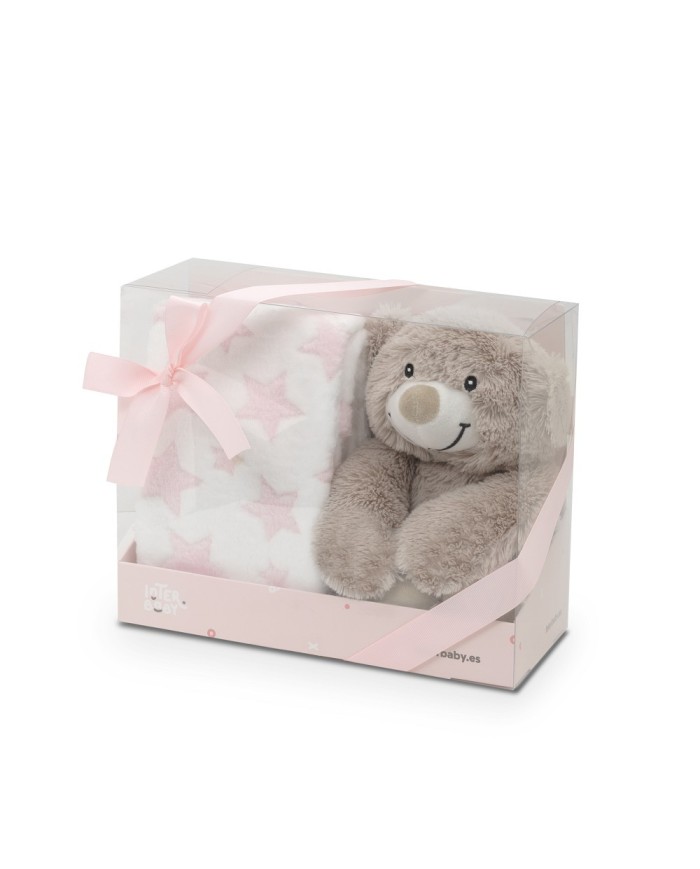 PELUCHE+MANTA ESTRELLA BEAR ROSA