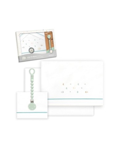 TRIPTICO CUNA ESTRELLA LUNA MULTICOLOR + BROCHE BCO/VERDE