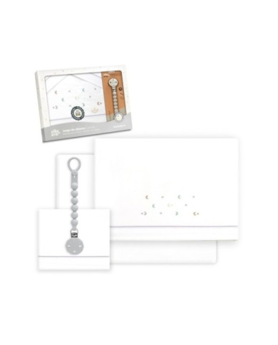 TRIPTICO CUNA ESTRELLA LUNA MULTICOLOR + BROCHE BCO/GRIS