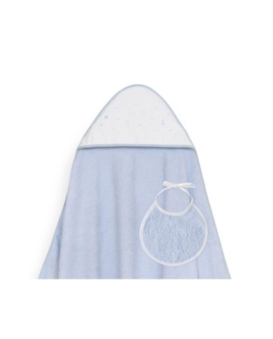 CAPA BAÑO 1X1 MOD ESTRELLAS LUNAS BODOQUES+BABERO AZUL