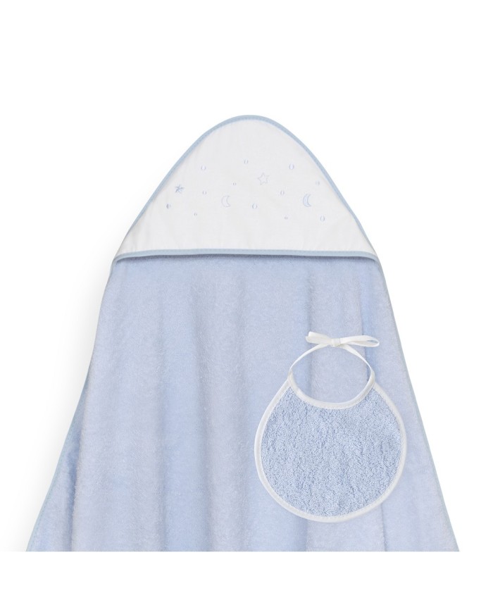 CAPA BAÑO 1X1 MOD ESTRELLAS LUNAS BODOQUES+BABERO AZUL