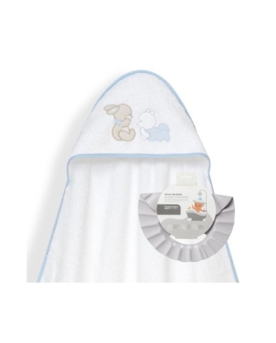CAPA BAÑO 1X1 MOD OSO TUMBADO CONEJITO+GORRO BCO/AZUL