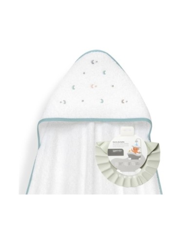 CAPA BAÑO 1X1 MOD ESTRELLA LUNA MULTICOLOR+GORRO BCO/VERDE