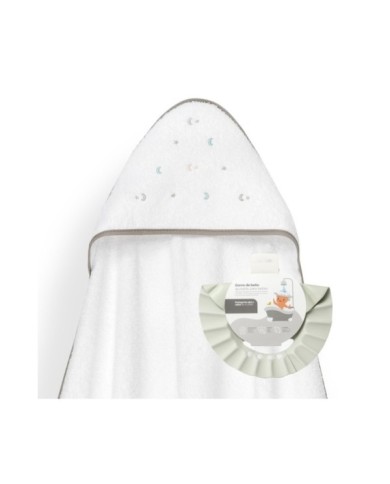 CAPA BAÑO 1X1 MOD ESTRELLA LUNA MULTICOLOR+GORRO BCO/BEIG