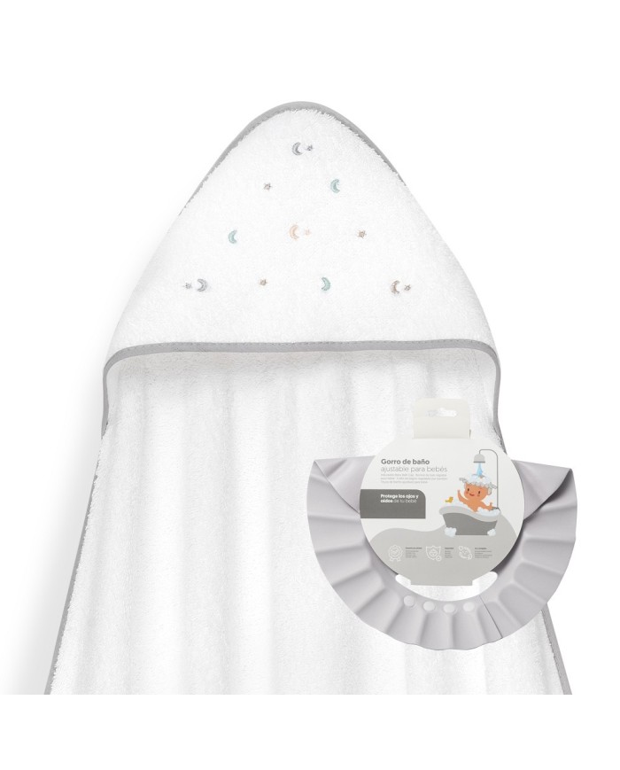 CAPA BAÑO 1X1 MOD ESTRELLA LUNA MULTICOLOR+GORRO BCO/GRIS