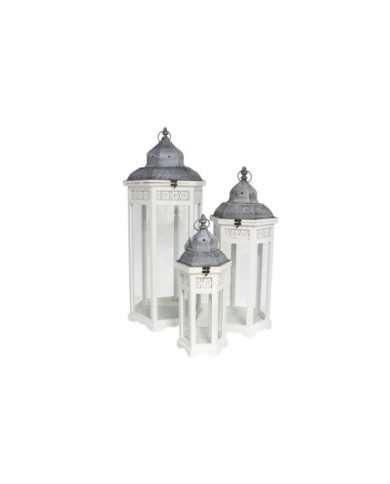 S/3 FAROL INDIA 33X33X89CM -GRIS/BLANCO
