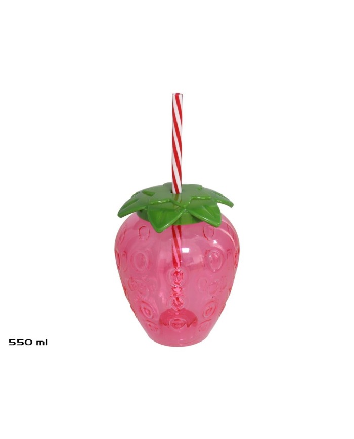 VASO CÓCTEL FRESA CON PAJITA 550ML