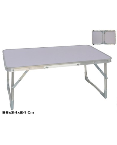 MESA CAMPING BLANCA PLEGABLE ALUMINIO C/ ASA 56X34
