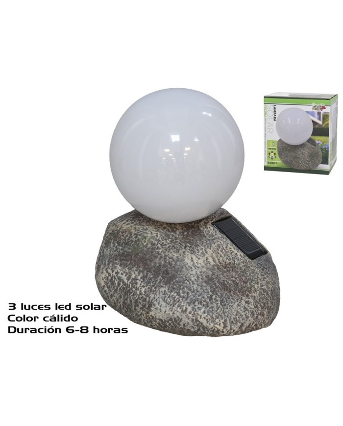 BOLA SOLAR EN PIEDRA 3LED 15,5X13X17,5 CM