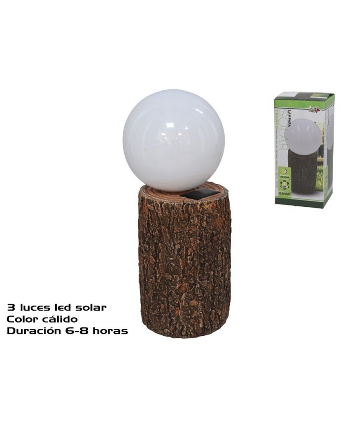 BOLA SOLAR EN TRONCO 3LED 15,5X13X8 CM