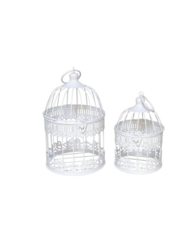 SET 2 JAULAS METALICAS LUNA BL 15X15X23CM/12X12X18