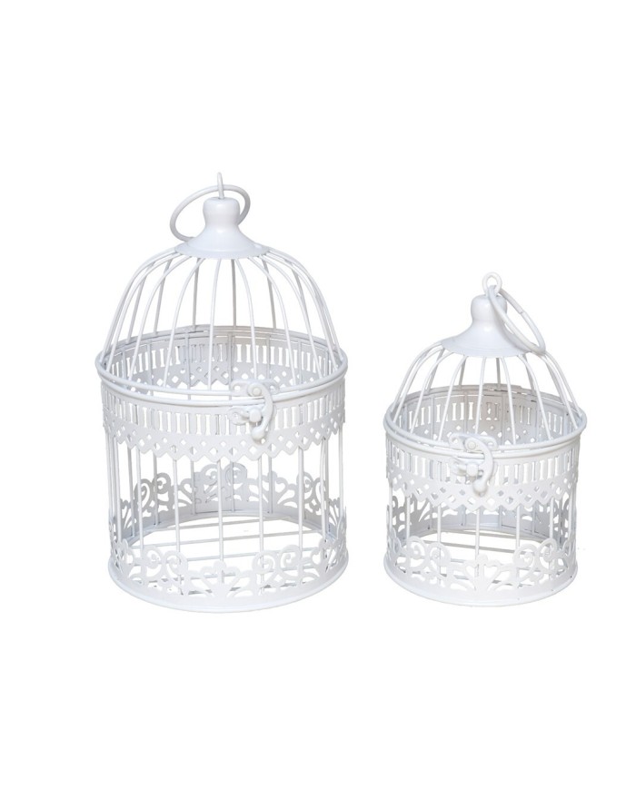 SET 2 JAULAS METALICAS LUNA BL 15X15X23CM/12X12X18