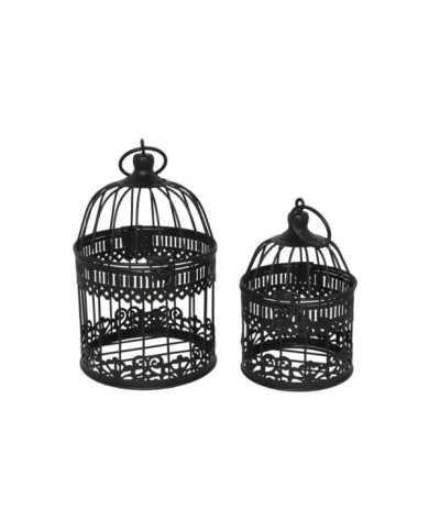 SET 2 JAULAS METALICAS LUNA NEGRO 15X15X23CM/12X12