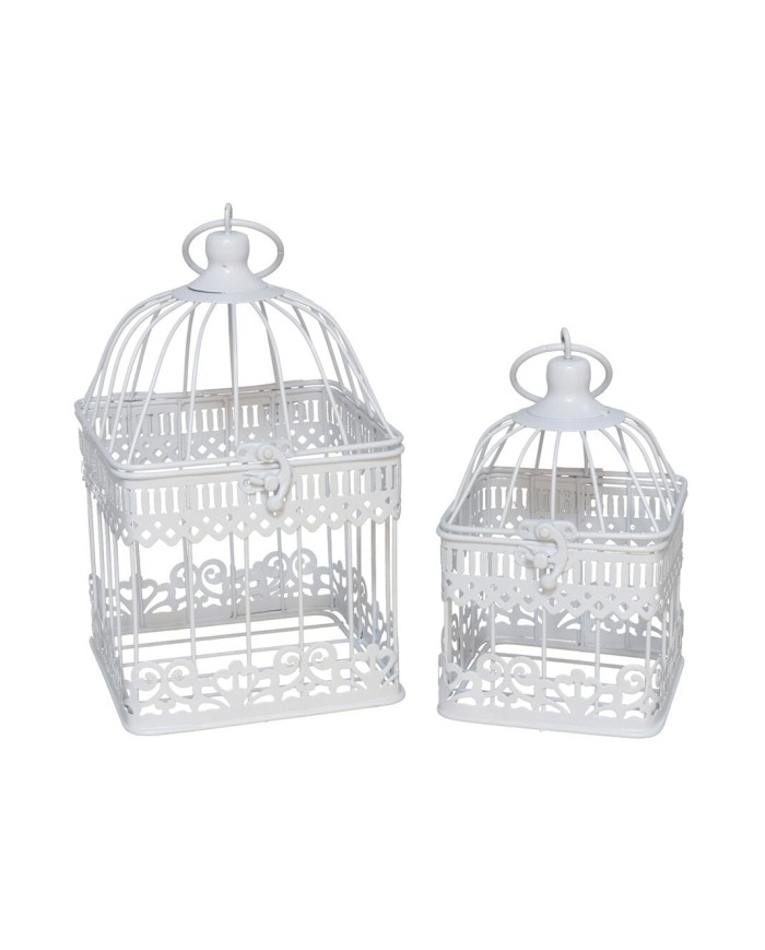 SET 2 JAULAS METALICAS BORA BL 14X14X23CM/11X11X18