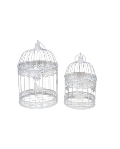 SET 2 JAULAS METALICAS CORA BLANCO 19X19X30CM/15X1