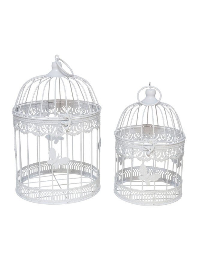 SET 2 JAULAS METALICAS CORA BLANCO 19X19X30CM/15X1