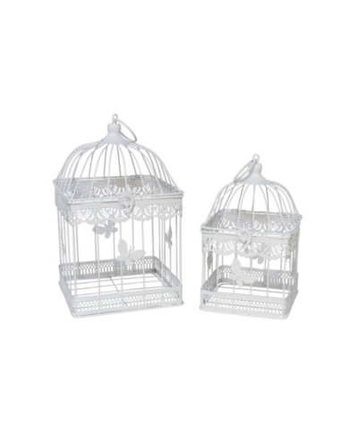 SET 2 JAULAS METALICAS SIRA BLANCO 18X18X30CM/14X1