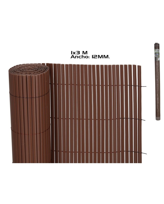 VALLA OCULTACION PVC DOBLE CARA MARRON 12 MM 3X1 M
