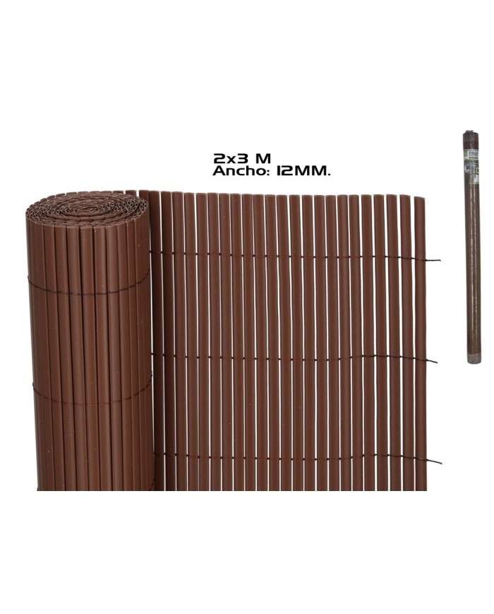 VALLA OCULTACION PVC DOBLE CARA MARRON 12MM 2X3 M