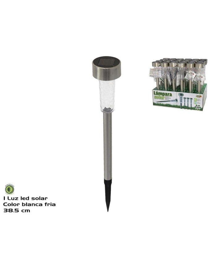 LÁMPARA SOLAR ACERO LED 38.5X5.5CM