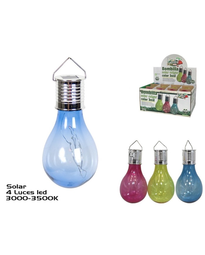 BOMBILLA SOLAR COLGAR COLOR 4LED 3STD