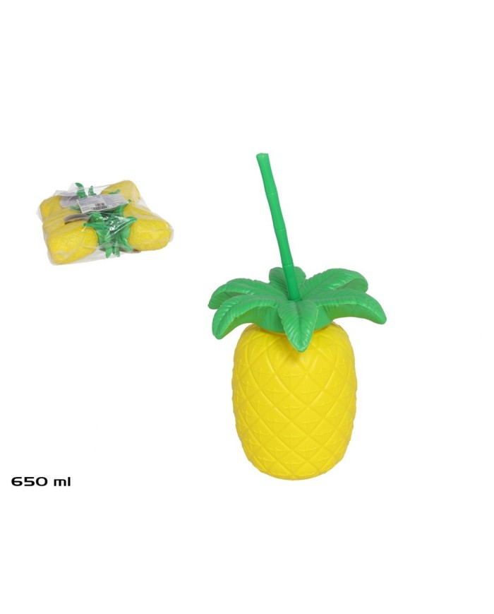 VASO PIÑA 650ML C/ CAÑITA