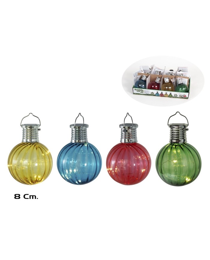 BOMBILLA SOLAR COLOR 3 LED 8CM 4STD