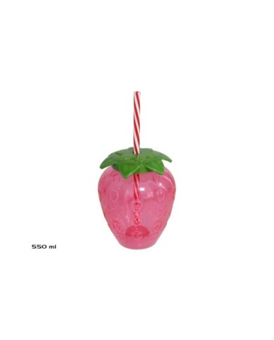 VASO CÓCTEL FRESA CON PAJITA 550ML