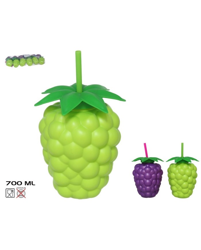 VASO COCTEL UVA 700ML C/PAJITA 2 SURTIDOS