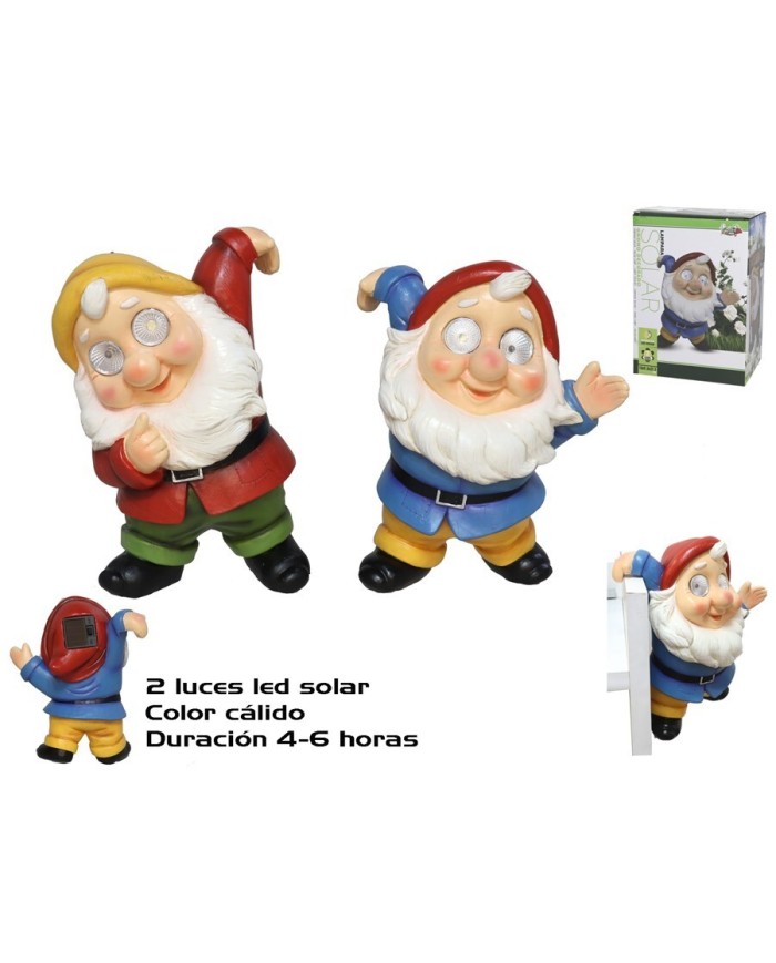 GNOMO DECORADO SOLAR 2LED 2SRT 14,5X10X19,5 CM