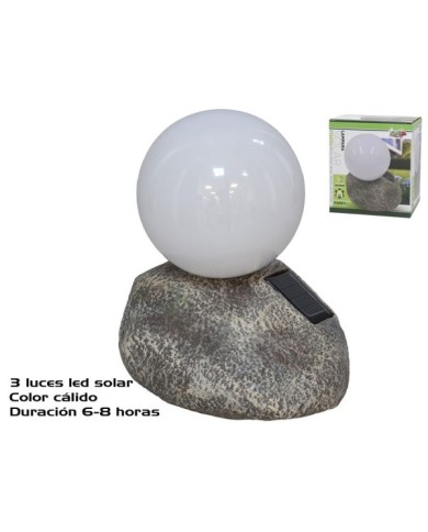 BOLA SOLAR EN PIEDRA 3LED 15,5X13X17,5 CM