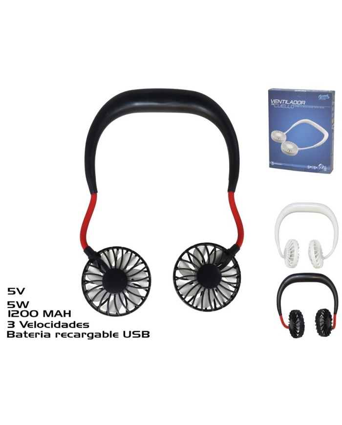 VENTILADOR X2 DE CUELLO 5V 5W 1200MAH 7CM