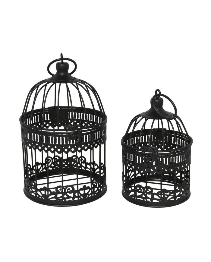 SET 2 JAULAS METALICAS LUNA NEGRO 15X15X23CM/12X12