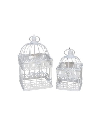 SET 2 JAULAS METALICAS BORA BL 14X14X23CM/11X11X18
