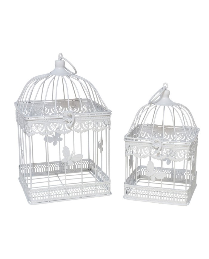 SET 2 JAULAS METALICAS SIRA BLANCO 18X18X30CM/14X1