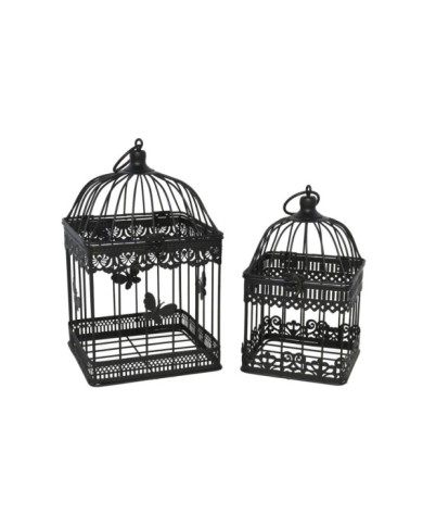 SET 2 JAULAS METALICAS SIRA NEGRO 18X18X30CM/14X14