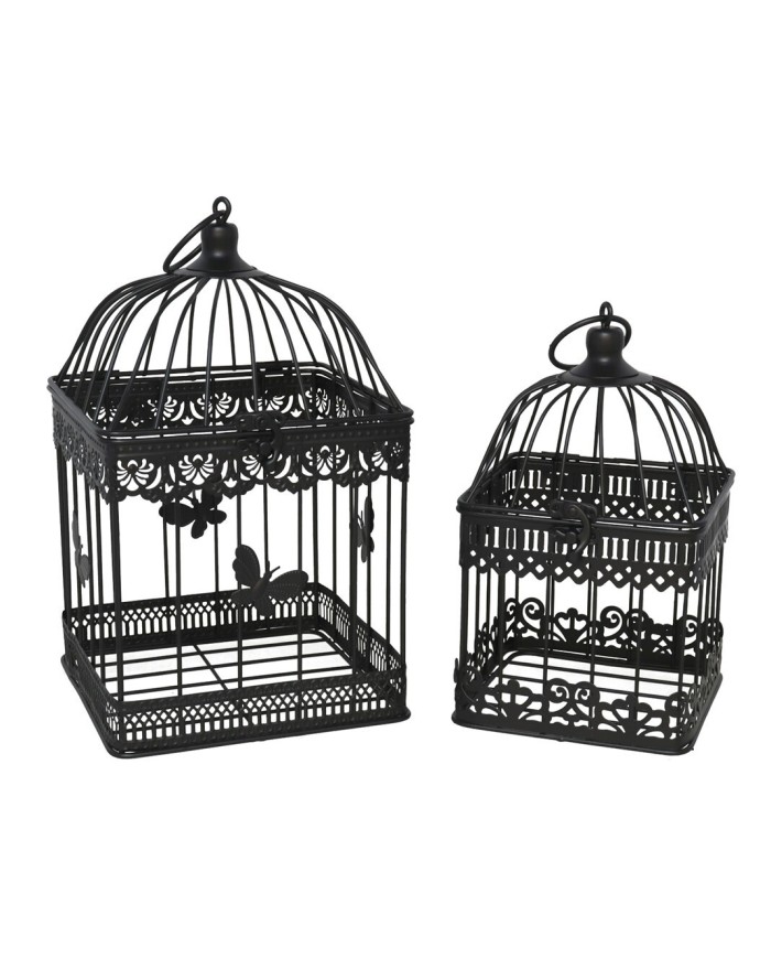 SET 2 JAULAS METALICAS SIRA NEGRO 18X18X30CM/14X14