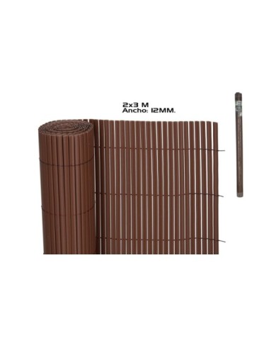 VALLA OCULTACION PVC DOBLE CARA MARRON 12MM 2X3 M